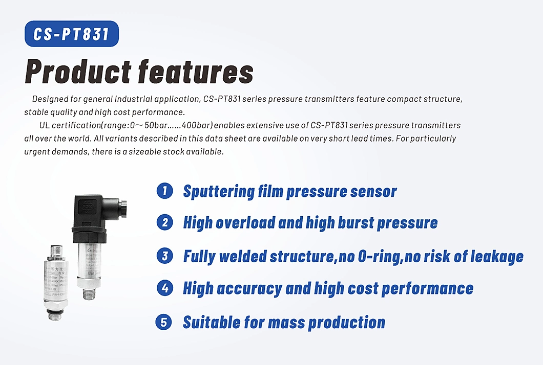 Hydraulic and Pneumatic Pressure Measurement Widely Used Superior Quality Industrial Water Air Gas Liquid Pressure Transducer